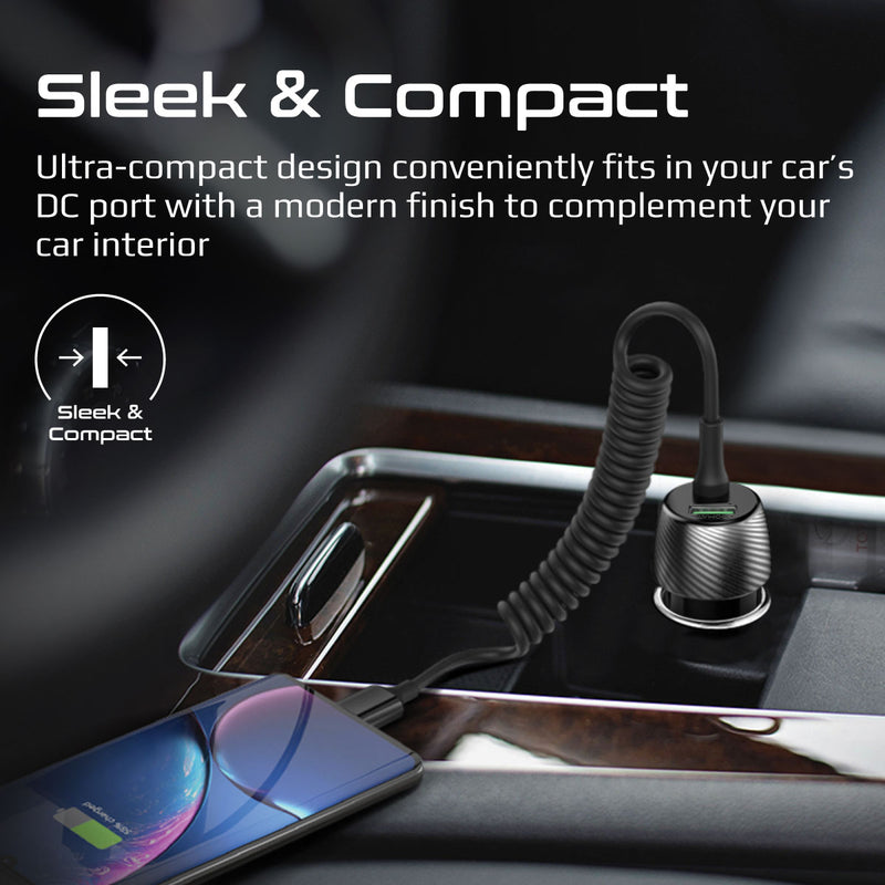 Promate Technologies - 33W Quick Charging Car Charger with USB-C Cable