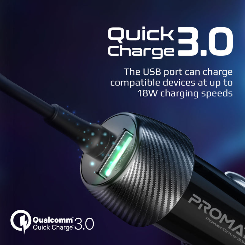 Promate Technologies - 33W Quick Charging Car Charger with USB-C Cable