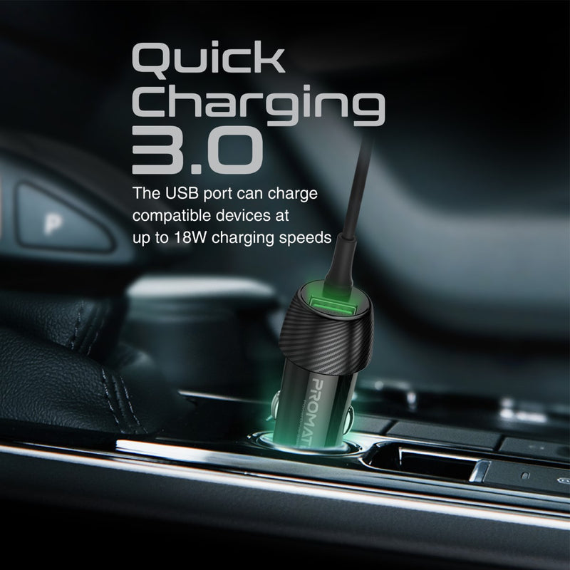 Promate Technologies - 33W Quick Charging Car Charger with USB-C Cable