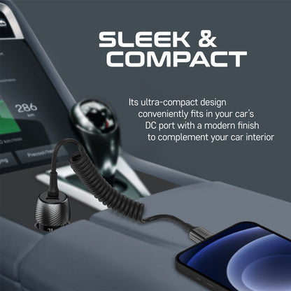 Promate Technologies - 33W Quick Charging Car Charger with Lightning Connector Cable