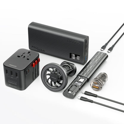 Promate Technologies - 7 in 1 Portable Essential Electronic Accessories Travel Kit