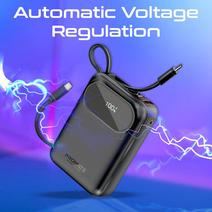 Promate Technologies - Ultra Compact 35W SuperSpeed™ Power Bank with Built-In USB-C & Lightni