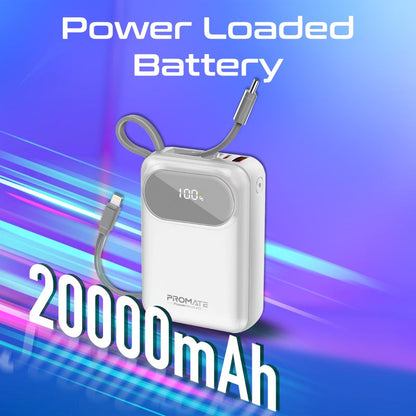 Promate Technologies - Ultra Compact 35W SuperSpeed™ Power Bank with Built-In USB-C & Lightni