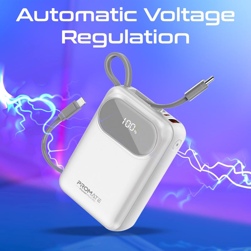 Promate Technologies - Ultra Compact 35W SuperSpeed™ Power Bank with Built-In USB-C & Lightni