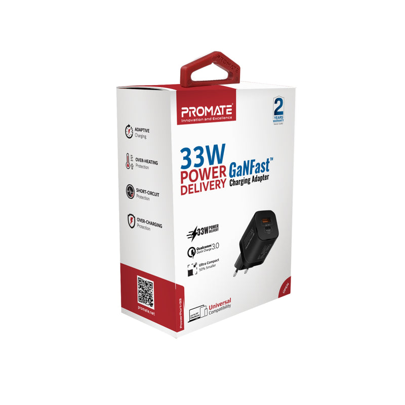 Promate Technologies -  33W Power Delivery GaNFast™ Charging Adapter