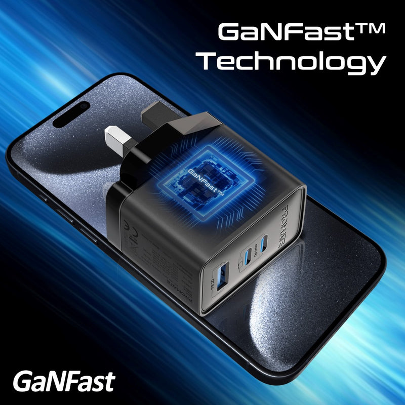Promate Technologies -  45W Power Delivery GaNFast™ Charger with Quick Charge 3.0