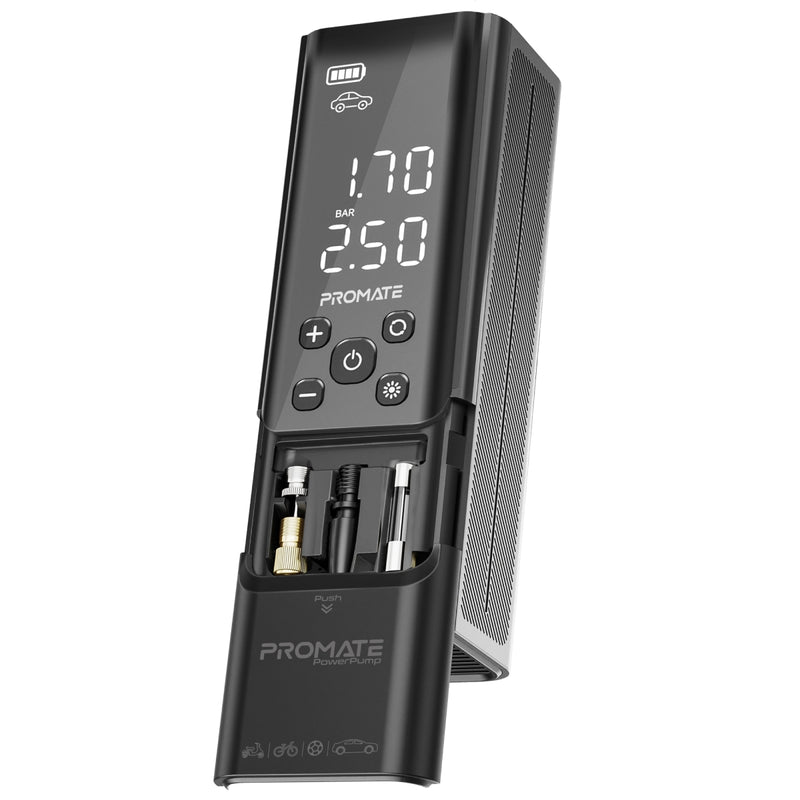Promate Technologies - 150PSI Portable Air Compressor Power Bank w/ LED Flashlight