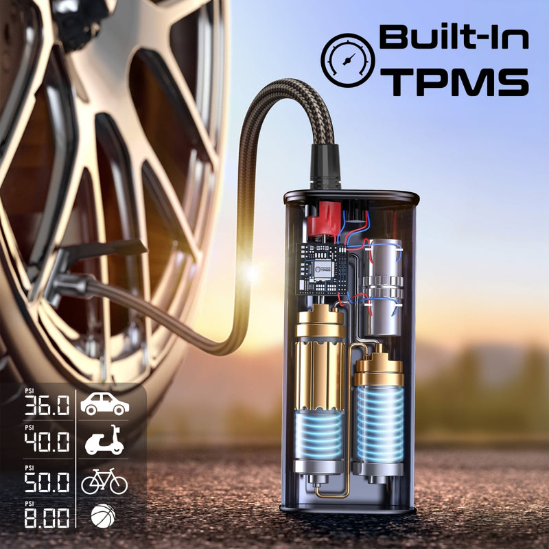 Promate Technologies - 150PSI Portable Air Compressor Power Bank w/ LED Flashlight