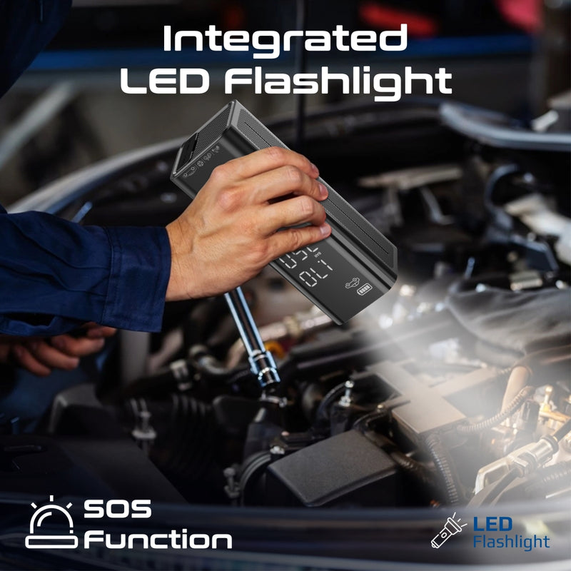 Promate Technologies - 150PSI Portable Air Compressor Power Bank w/ LED Flashlight