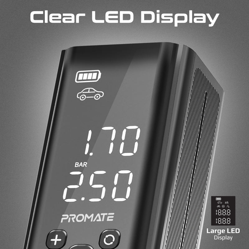 Promate Technologies - 150PSI Portable Air Compressor Power Bank w/ LED Flashlight