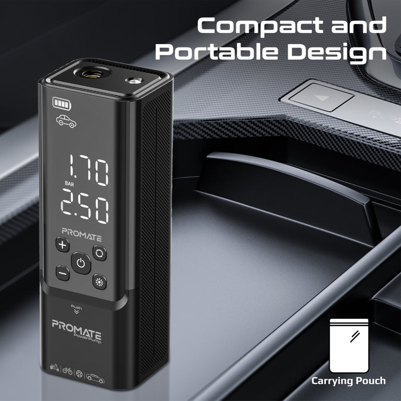 Promate Technologies - 150PSI Portable Air Compressor Power Bank w/ LED Flashlight