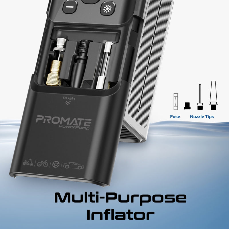 Promate Technologies - 150PSI Portable Air Compressor Power Bank w/ LED Flashlight