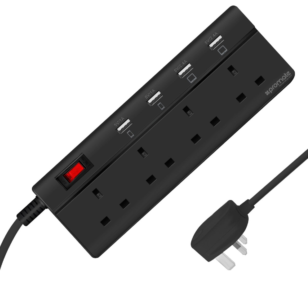 PowerStrip-4UK Black