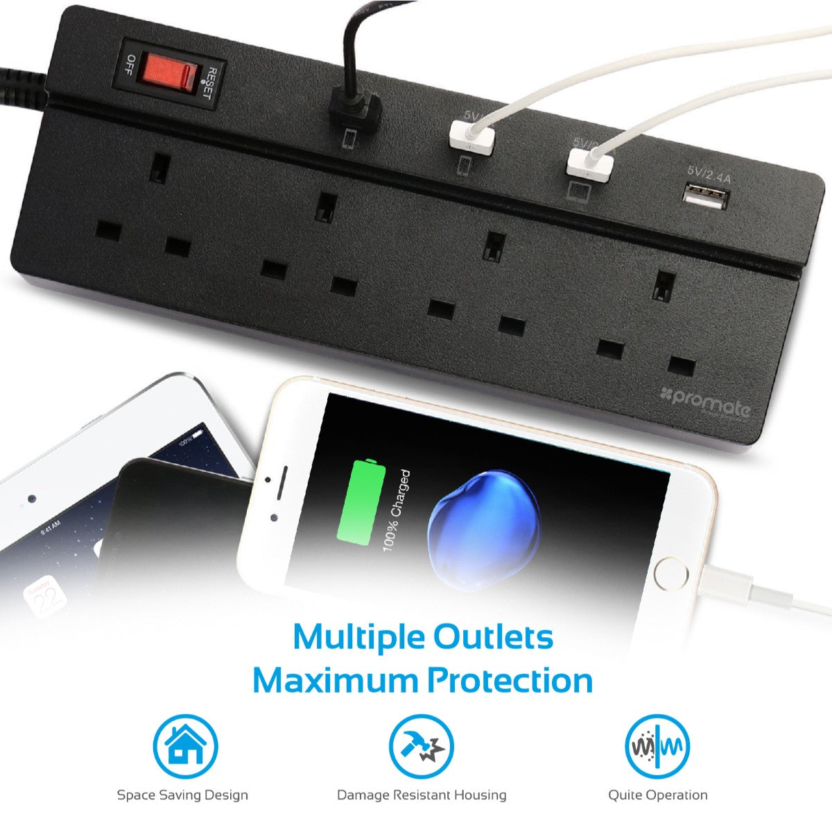 PowerStrip-4UK Black