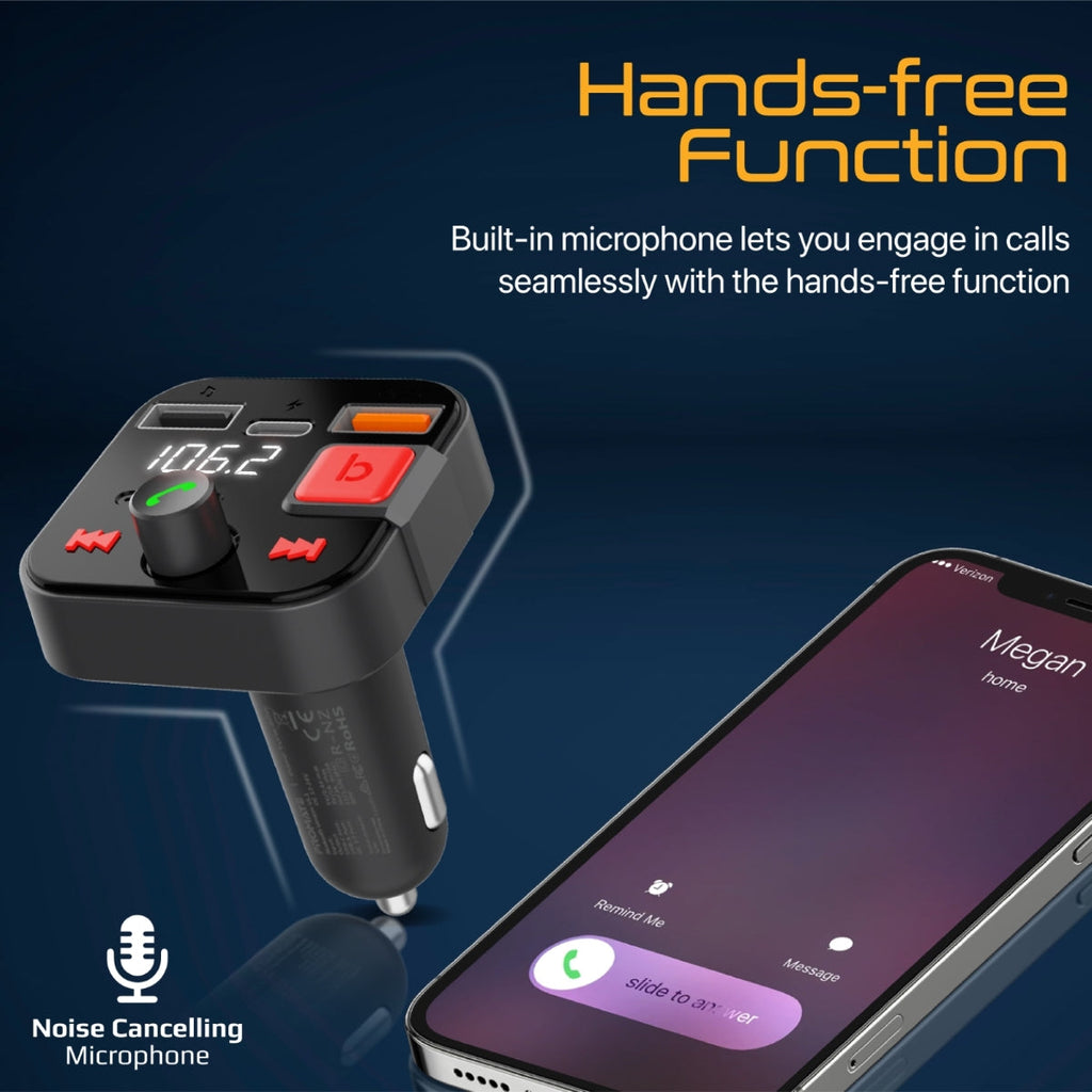 FM Transmitter Kit with Handsfree & Quick Charge 3.0