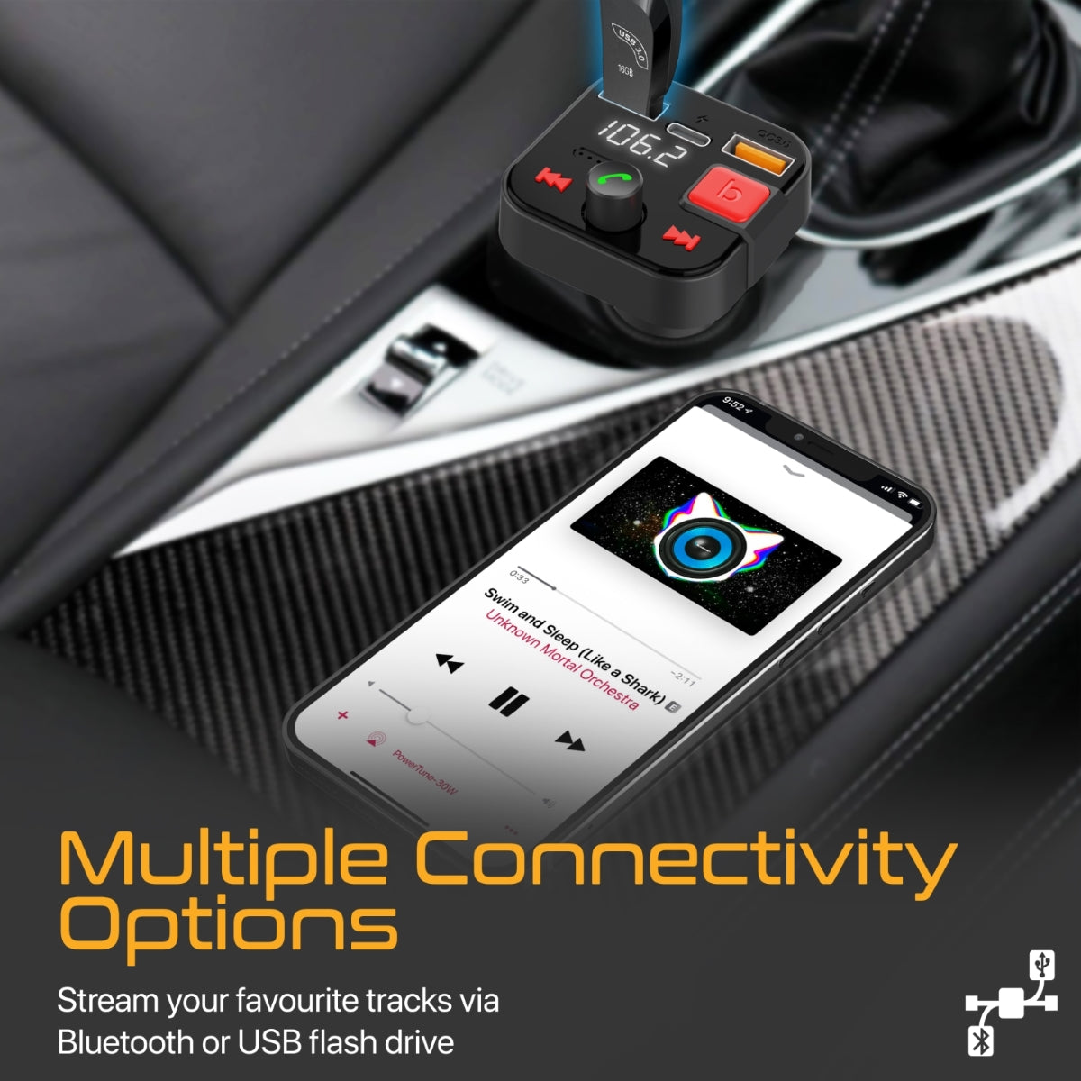FM Transmitter Kit with Handsfree & Quick Charge 3.0
