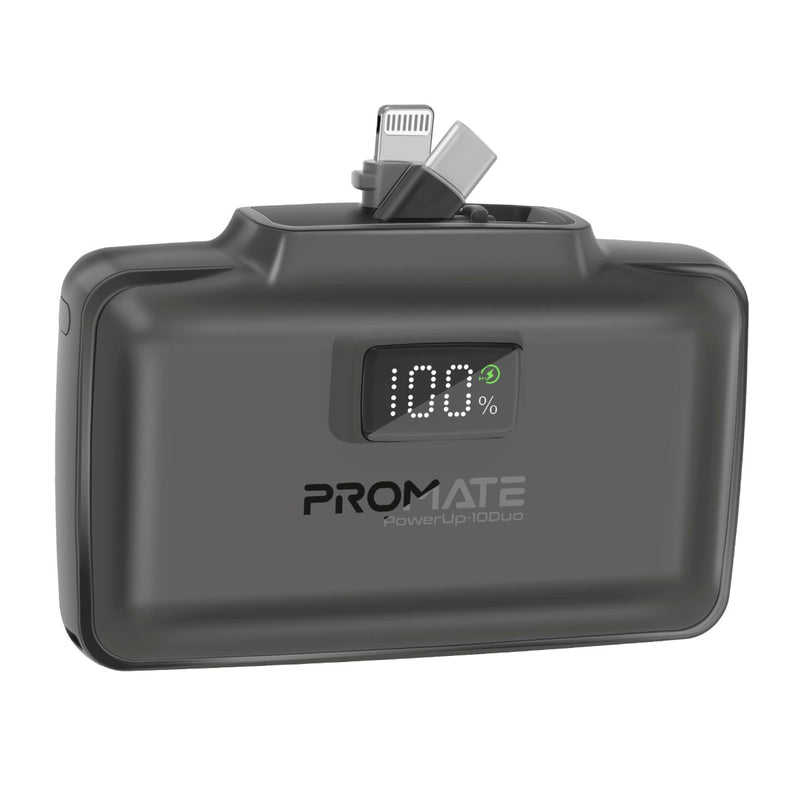 Promate Technologies - Ultra-Compact Fast Charging Power Bank with Dual folding USB-C and Lig