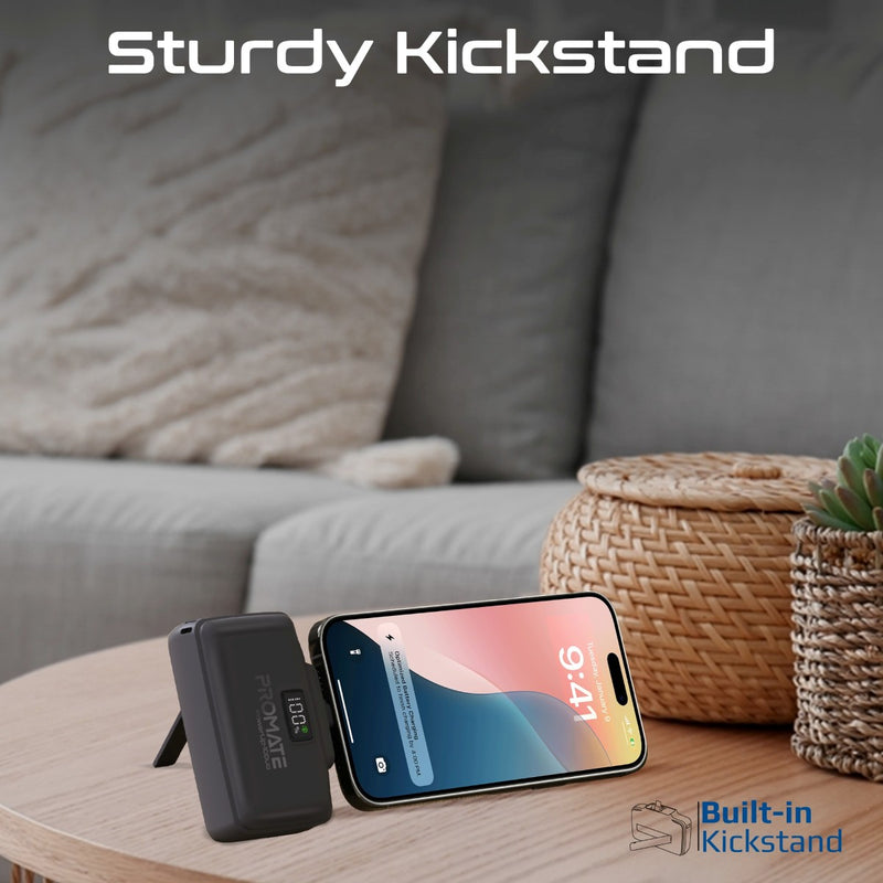 Promate Technologies - Ultra-Compact Fast Charging Power Bank with Dual folding USB-C and Lig