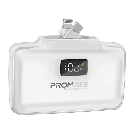Promate Technologies - Ultra-Compact Fast Charging Power Bank with Dual folding USB-C and Lig