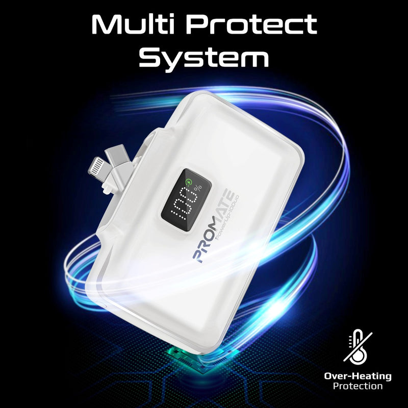 Promate Technologies - Ultra-Compact Fast Charging Power Bank with Dual folding USB-C and Lig