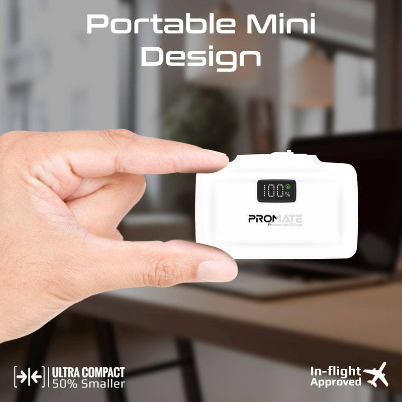 Promate Technologies - Ultra-Compact Fast Charging Power Bank with Dual folding USB-C and Lig