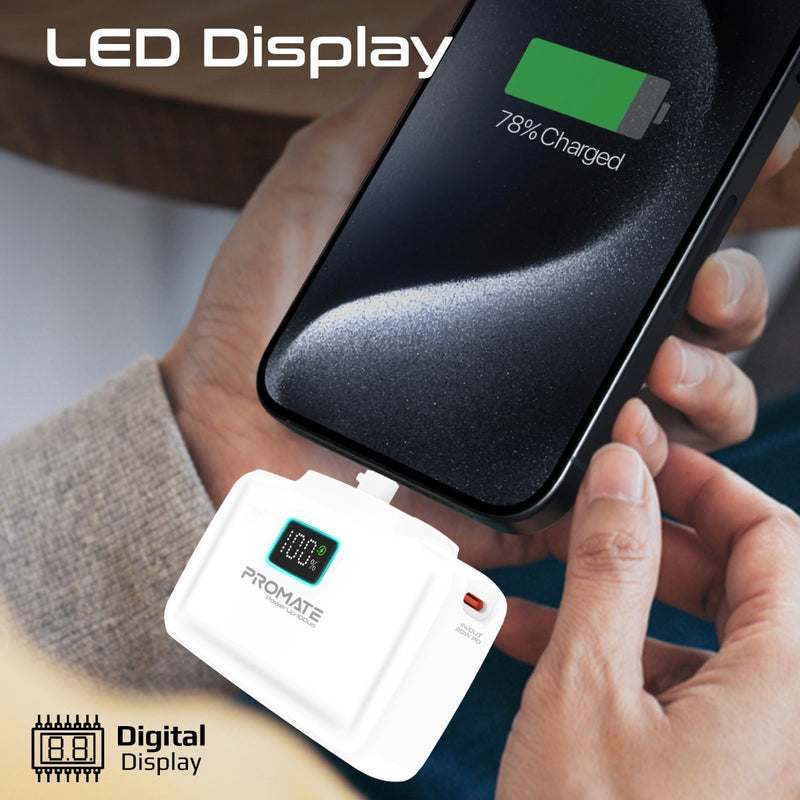 Promate Technologies - Ultra-Compact Fast Charging Power Bank with Dual folding USB-C and Lig