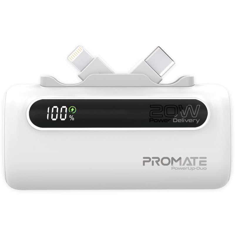 Promate Technologies - Ultra-Compact Fast Charging Power Bank with Dual foldable USB-C™ & Lig