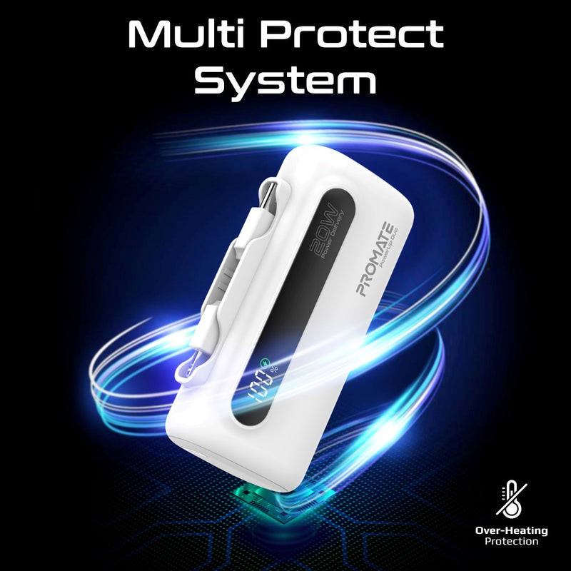 Promate Technologies - Ultra-Compact Fast Charging Power Bank with Dual foldable USB-C™ & Lig