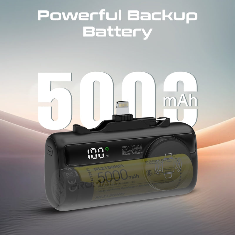 Ultra-Compact Fast Charging Power Bank with In-built USB-C, Lightning