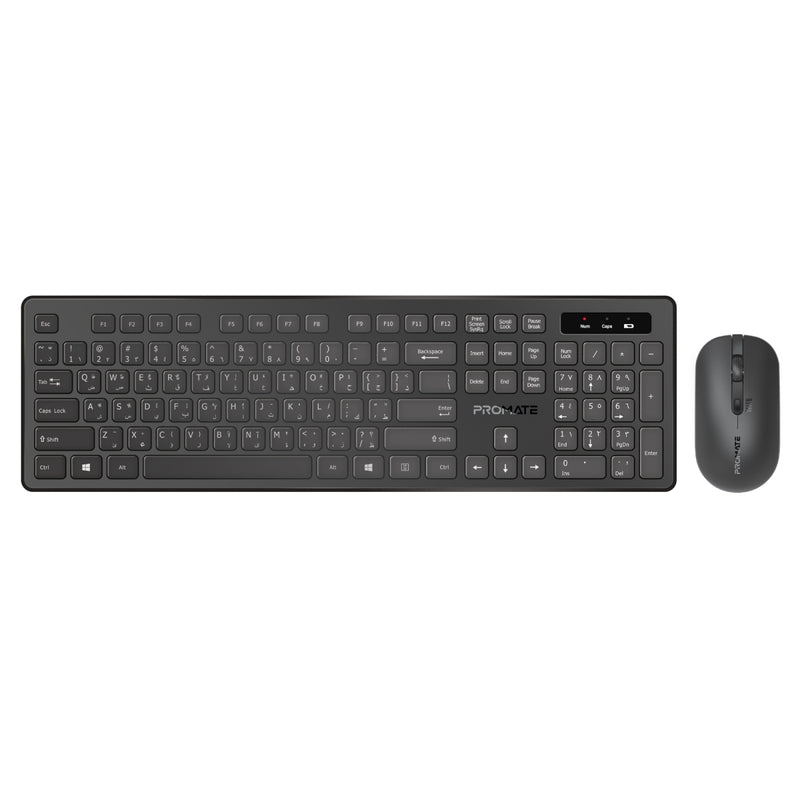 Promate Technologies - Sleek Profile Full-Size Wireless Keyboard and Mouse