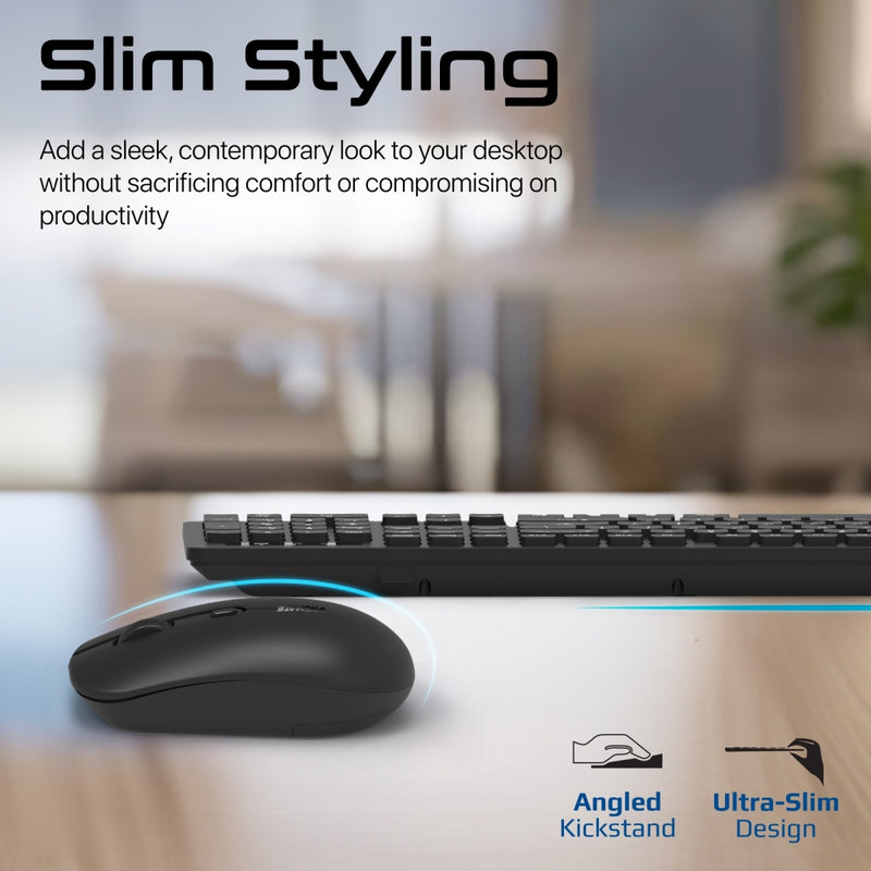 Promate Technologies - Sleek Profile Full-Size Wireless Keyboard and Mouse