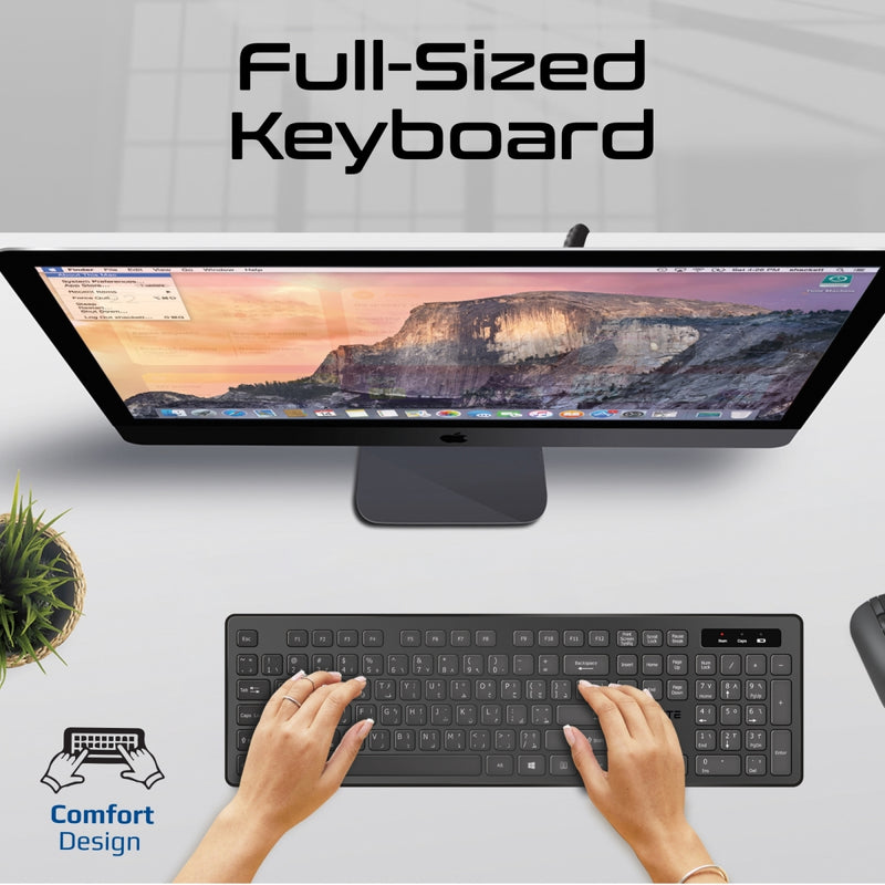 Promate Technologies - Sleek Profile Full-Size Wireless Keyboard and Mouse