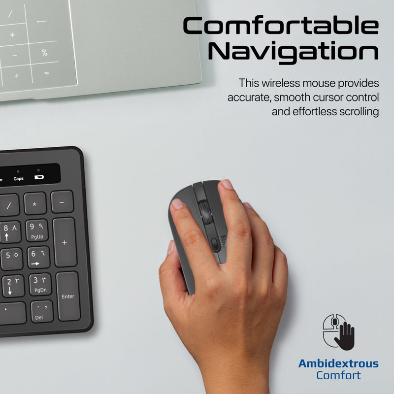 Promate Technologies - Sleek Profile Full-Size Wireless Keyboard and Mouse