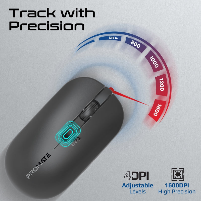 Promate Technologies - Sleek Profile Full-Size Wireless Keyboard and Mouse