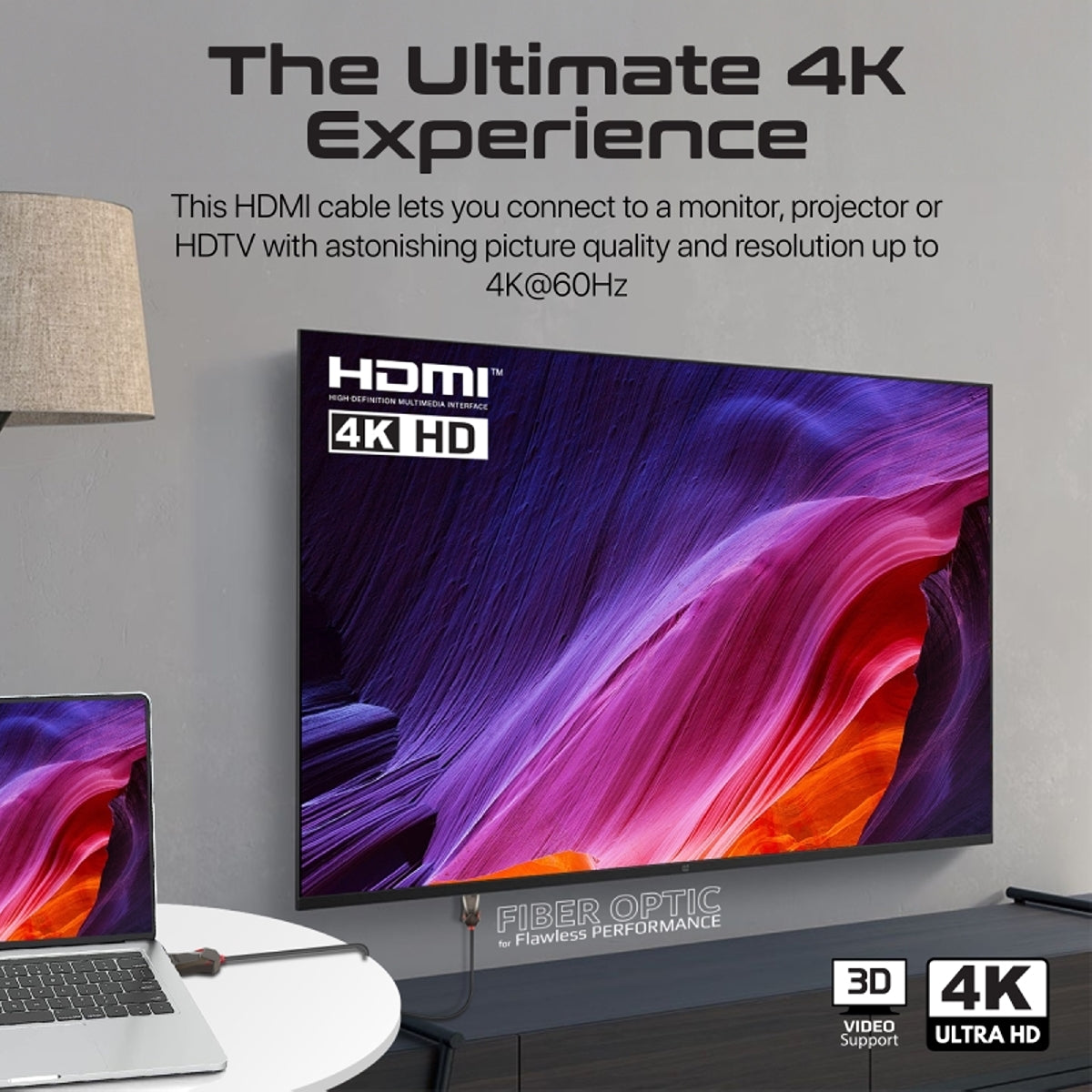 Unidirectional HD 4K@60Hz HDMI Audio Video Cable