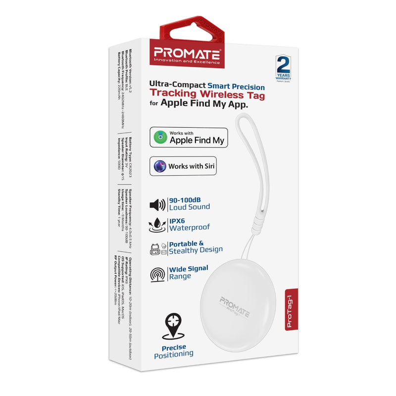 Promate Technologies - Ultra-compact Smart Precision Tracking Wireless Tag for Apple Find My