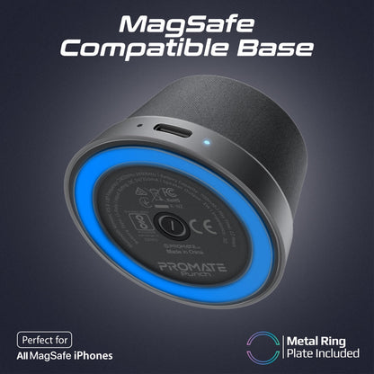 Promate Technologies - High-Fidelity Mini Bluetooth Speaker with MagSafe Compatible Base