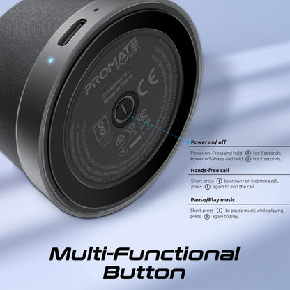Promate Technologies - High-Fidelity Mini Bluetooth Speaker with MagSafe Compatible Base
