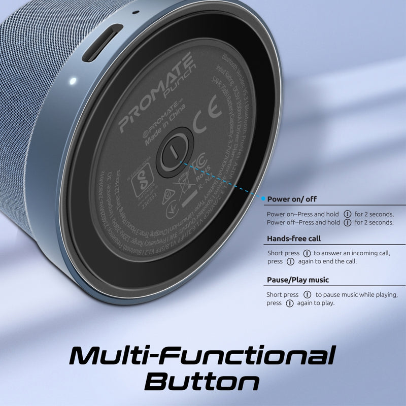Promate Technologies - High-Fidelity Mini Bluetooth Speaker with MagSafe Compatible Base