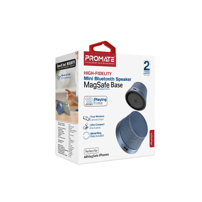 Promate Technologies - High-Fidelity Mini Bluetooth Speaker with MagSafe Compatible Base