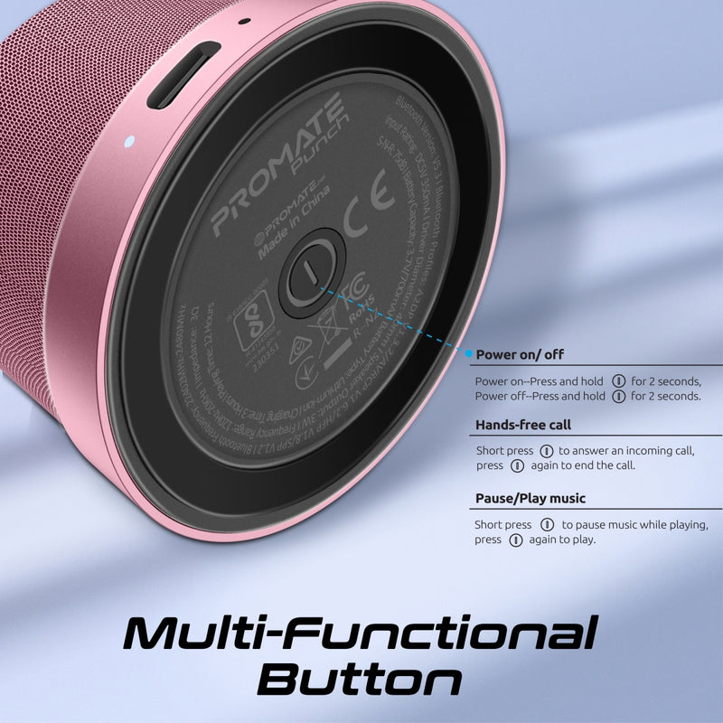 Promate Technologies - High-Fidelity Mini Bluetooth Speaker with MagSafe Compatible Base