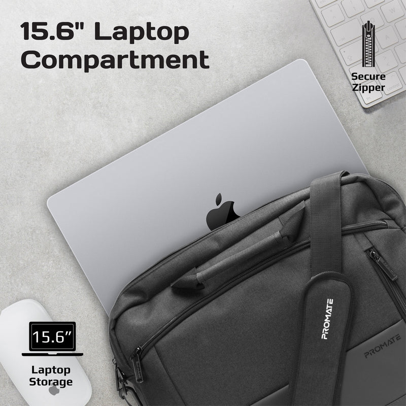 Promate Technologies -  SleekComfort™ 15.6" Laptop Messenger Bag with Multiple Compartments