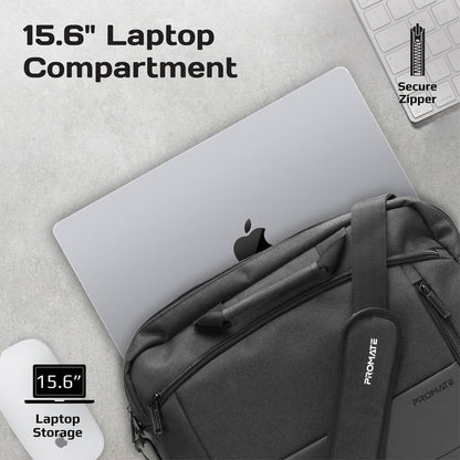 Promate Technologies -  SleekComfort™ 15.6" Laptop Messenger Bag with Multiple Compartments