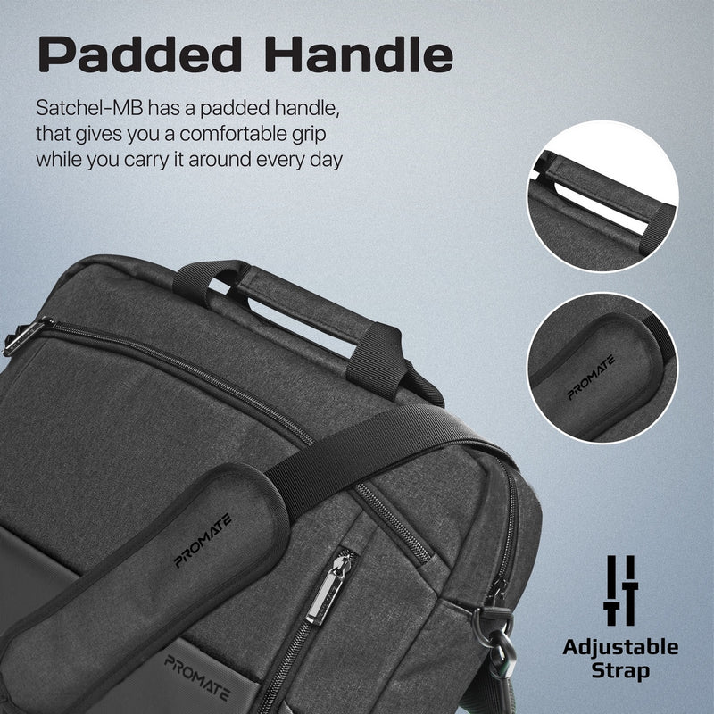 Promate Technologies -  SleekComfort™ 15.6" Laptop Messenger Bag with Multiple Compartments