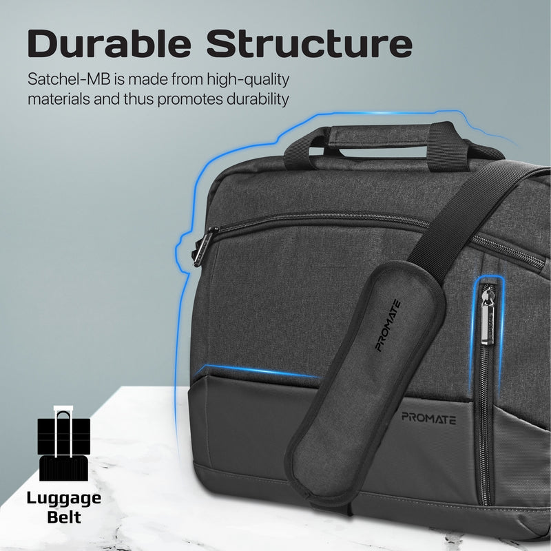 Promate Technologies -  SleekComfort™ 15.6" Laptop Messenger Bag with Multiple Compartments