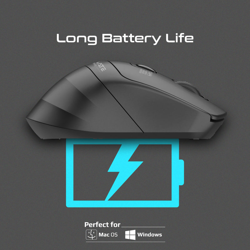 Promate Technologies - 2.4GHz Ergonomic 2200 DPI Silent Click Wireless Mouse