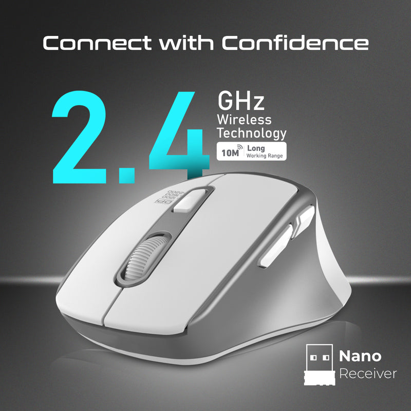 Promate Technologies - 2.4GHz Ergonomic 2200 DPI Silent Click Wireless Mouse