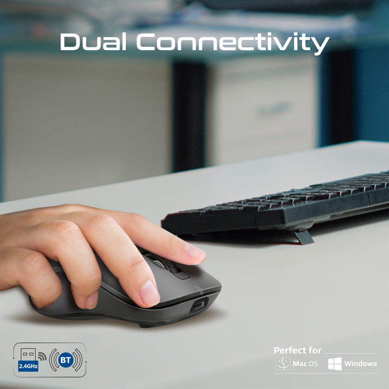 Promate Technologies - Dual Mode Rechargeable Wireless Mouse with BT & RF Connectivity
