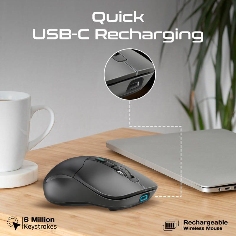 Promate Technologies - Dual Mode Rechargeable Wireless Mouse with BT & RF Connectivity