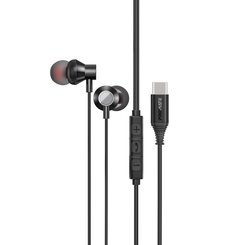 Promate Technologies - Ergonomic In-Ear USB-C Wired Stereo Earphones